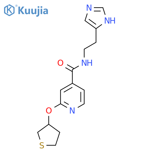 N-(2-(1H-imidazol-4-yl)ethyl)-2-((tetrahydrothiophen-3-yl)oxy)isonicotinamide structure