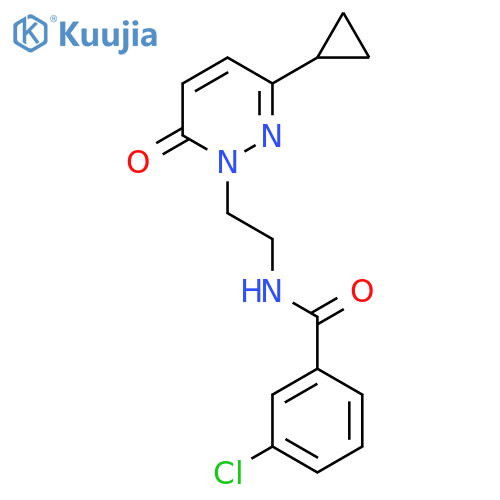 3-chloro-N-[2-(3-cyclopropyl-6-oxo-1,6-dihydropyridazin-1-yl)ethyl]benzamide structure