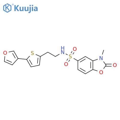 N-{2-5-(furan-3-yl)thiophen-2-ylethyl}-3-methyl-2-oxo-2,3-dihydro-1,3-benzoxazole-5-sulfonamide structure