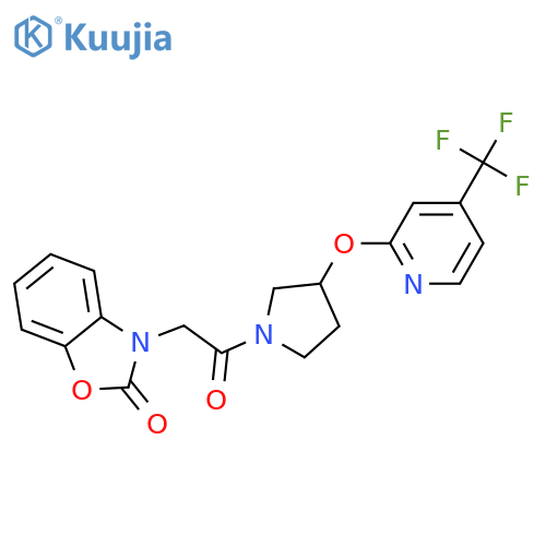 3-[2-oxo-2-[3-[4-(trifluoromethyl)pyridin-2-yl]oxypyrrolidin-1-yl]ethyl]-1,3-benzoxazol-2-one structure
