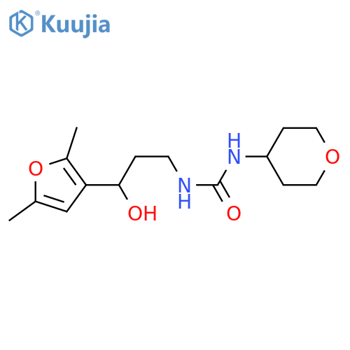 3-[3-(2,5-dimethylfuran-3-yl)-3-hydroxypropyl]-1-(oxan-4-yl)urea structure