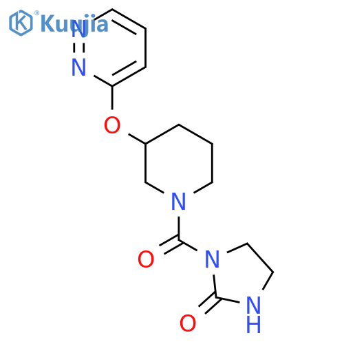 1-[3-(pyridazin-3-yloxy)piperidine-1-carbonyl]imidazolidin-2-one structure