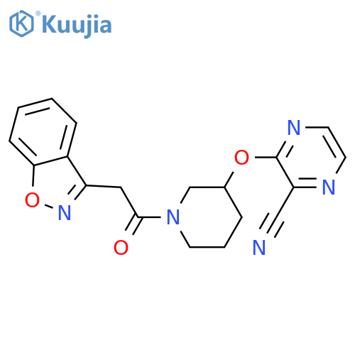 3-({1-[2-(1,2-benzoxazol-3-yl)acetyl]piperidin-3-yl}oxy)pyrazine-2-carbonitrile structure