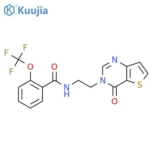N-(2-{4-oxo-3H,4H-thieno[3,2-d]pyrimidin-3-yl}ethyl)-2-(trifluoromethoxy)benzamide structure