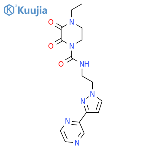 4-ethyl-2,3-dioxo-N-{2-3-(pyrazin-2-yl)-1H-pyrazol-1-ylethyl}piperazine-1-carboxamide structure