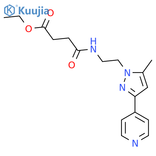 ethyl 3-({2-[5-methyl-3-(pyridin-4-yl)-1H-pyrazol-1-yl]ethyl}carbamoyl)propanoate structure
