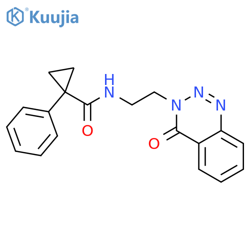 N-[2-(4-oxo-3,4-dihydro-1,2,3-benzotriazin-3-yl)ethyl]-1-phenylcyclopropane-1-carboxamide structure