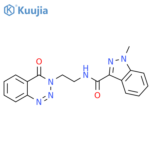 1-methyl-N-[2-(4-oxo-3,4-dihydro-1,2,3-benzotriazin-3-yl)ethyl]-1H-indazole-3-carboxamide structure