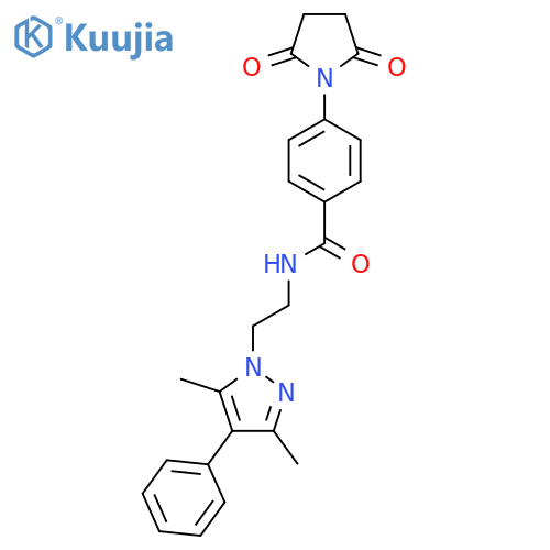 N-[2-(3,5-dimethyl-4-phenyl-1H-pyrazol-1-yl)ethyl]-4-(2,5-dioxopyrrolidin-1-yl)benzamide structure