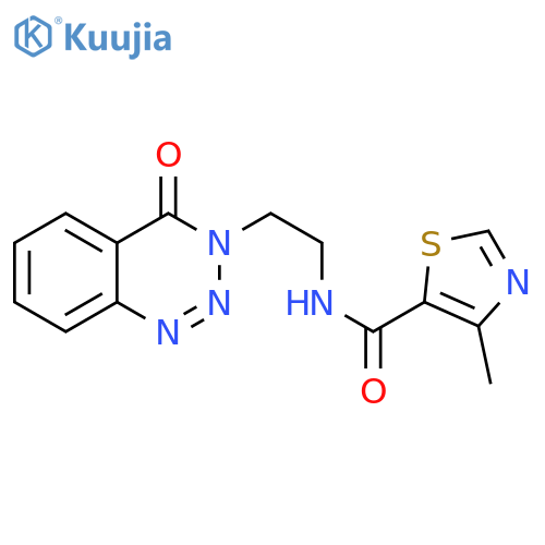 4-methyl-N-[2-(4-oxo-3,4-dihydro-1,2,3-benzotriazin-3-yl)ethyl]-1,3-thiazole-5-carboxamide structure
