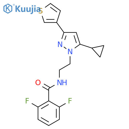 N-{2-[5-cyclopropyl-3-(thiophen-3-yl)-1H-pyrazol-1-yl]ethyl}-2,6-difluorobenzamide structure