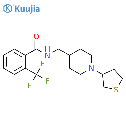 N-{[1-(thiolan-3-yl)piperidin-4-yl]methyl}-2-(trifluoromethyl)benzamide structure
