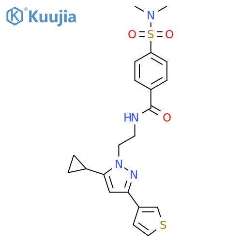 N-{2-5-cyclopropyl-3-(thiophen-3-yl)-1H-pyrazol-1-ylethyl}-4-(dimethylsulfamoyl)benzamide structure