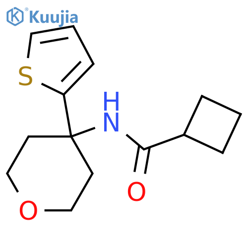 N-4-(thiophen-2-yl)oxan-4-ylcyclobutanecarboxamide structure