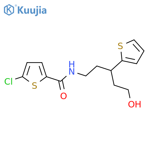 5-chloro-N-[5-hydroxy-3-(thiophen-2-yl)pentyl]thiophene-2-carboxamide structure