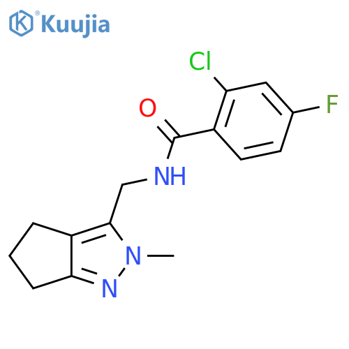 2-chloro-4-fluoro-N-({2-methyl-2H,4H,5H,6H-cyclopenta[c]pyrazol-3-yl}methyl)benzamide structure