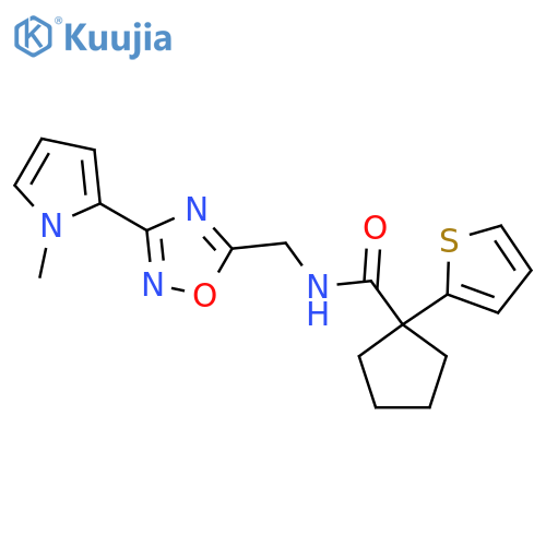 N-{[3-(1-methyl-1H-pyrrol-2-yl)-1,2,4-oxadiazol-5-yl]methyl}-1-(thiophen-2-yl)cyclopentane-1-carboxamide structure