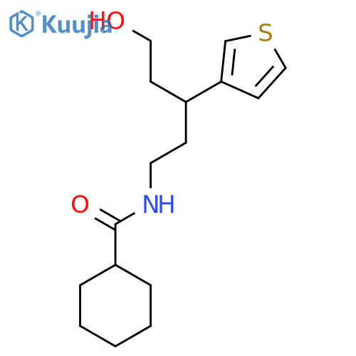 N-5-hydroxy-3-(thiophen-3-yl)pentylcyclohexanecarboxamide structure