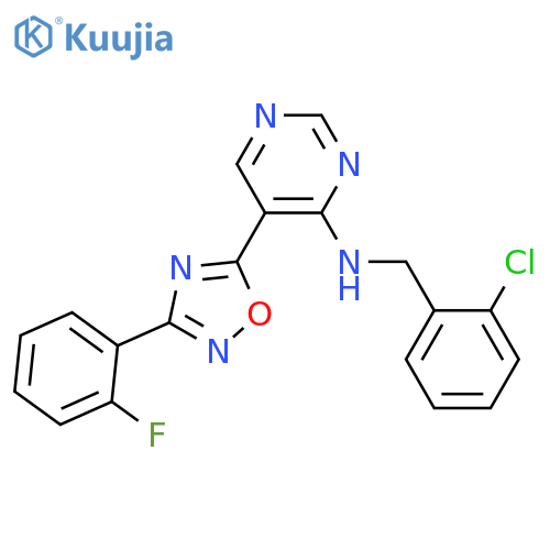N-[(2-chlorophenyl)methyl]-5-[3-(2-fluorophenyl)-1,2,4-oxadiazol-5-yl]pyrimidin-4-amine structure