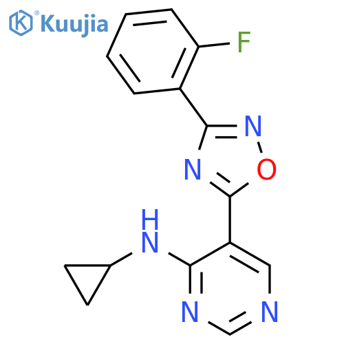 N-cyclopropyl-5-[3-(2-fluorophenyl)-1,2,4-oxadiazol-5-yl]pyrimidin-4-amine structure