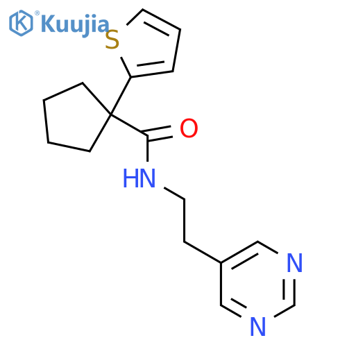 N-[2-(pyrimidin-5-yl)ethyl]-1-(thiophen-2-yl)cyclopentane-1-carboxamide structure