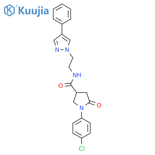 1-(4-chlorophenyl)-5-oxo-N-2-(4-phenyl-1H-pyrazol-1-yl)ethylpyrrolidine-3-carboxamide structure