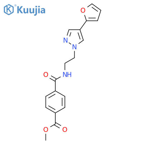 methyl 4-({2-4-(furan-2-yl)-1H-pyrazol-1-ylethyl}carbamoyl)benzoate structure