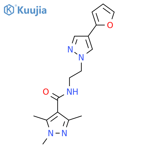 N-{2-[4-(furan-2-yl)-1H-pyrazol-1-yl]ethyl}-1,3,5-trimethyl-1H-pyrazole-4-carboxamide structure