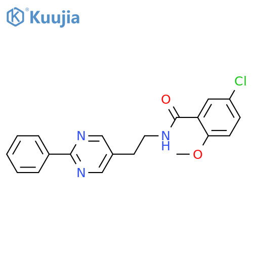 5-chloro-2-methoxy-N-[2-(2-phenylpyrimidin-5-yl)ethyl]benzamide structure