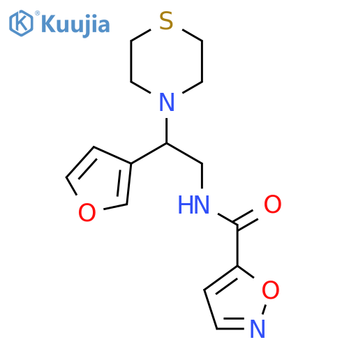 N-2-(furan-3-yl)-2-(thiomorpholin-4-yl)ethyl-1,2-oxazole-5-carboxamide structure
