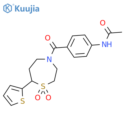 N-{4-1,1-dioxo-7-(thiophen-2-yl)-1lambda6,4-thiazepane-4-carbonylphenyl}acetamide structure