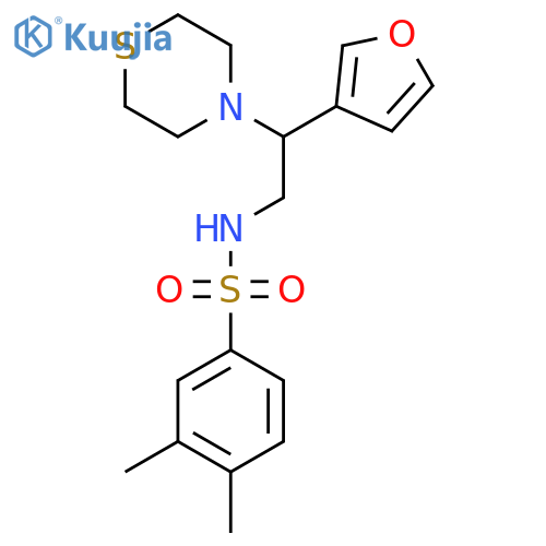 N-2-(furan-3-yl)-2-(thiomorpholin-4-yl)ethyl-3,4-dimethylbenzene-1-sulfonamide structure