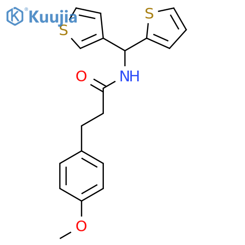 3-(4-methoxyphenyl)-N-(thiophen-2-yl)(thiophen-3-yl)methylpropanamide structure