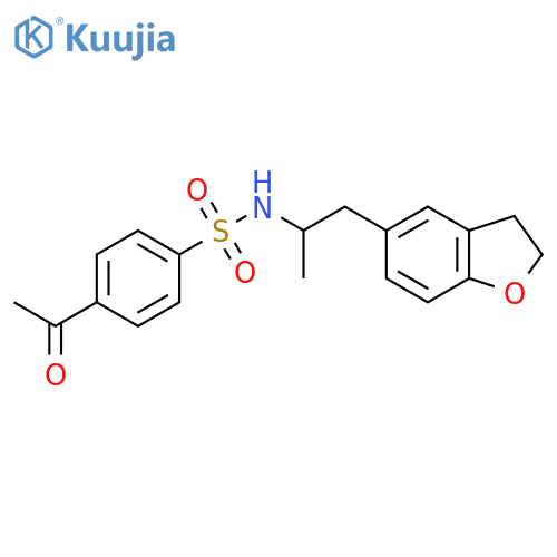 4-acetyl-N-1-(2,3-dihydro-1-benzofuran-5-yl)propan-2-ylbenzene-1-sulfonamide structure