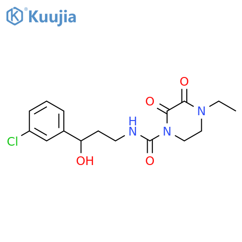 N-3-(3-chlorophenyl)-3-hydroxypropyl-4-ethyl-2,3-dioxopiperazine-1-carboxamide structure