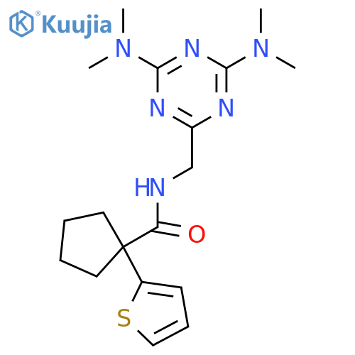 N-{4,6-bis(dimethylamino)-1,3,5-triazin-2-ylmethyl}-1-(thiophen-2-yl)cyclopentane-1-carboxamide structure