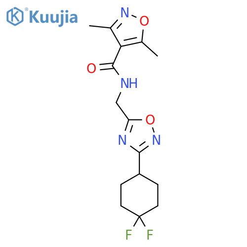 N-{[3-(4,4-difluorocyclohexyl)-1,2,4-oxadiazol-5-yl]methyl}-3,5-dimethyl-1,2-oxazole-4-carboxamide structure