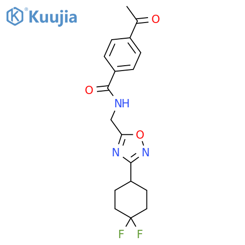 4-acetyl-N-{[3-(4,4-difluorocyclohexyl)-1,2,4-oxadiazol-5-yl]methyl}benzamide structure
