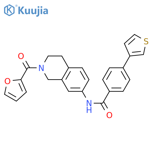 N-2-(furan-2-carbonyl)-1,2,3,4-tetrahydroisoquinolin-7-yl-4-(thiophen-3-yl)benzamide structure