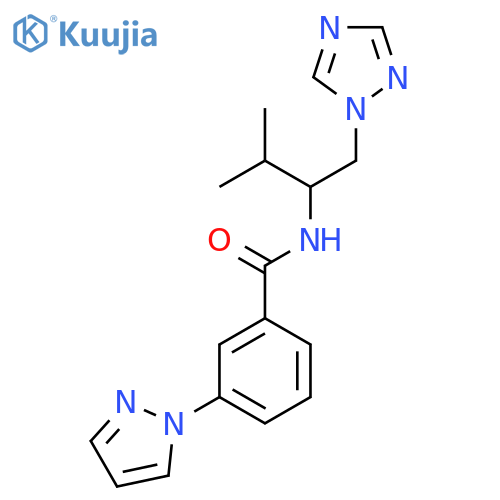N-[3-methyl-1-(1H-1,2,4-triazol-1-yl)butan-2-yl]-3-(1H-pyrazol-1-yl)benzamide structure