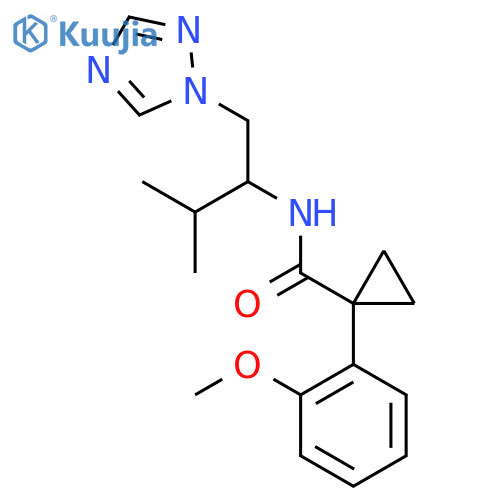 1-(2-methoxyphenyl)-N-(3-methyl-1-(1H-1,2,4-triazol-1-yl)butan-2-yl)cyclopropanecarboxamide structure
