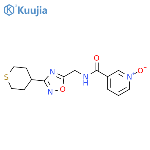 3-({3-(thian-4-yl)-1,2,4-oxadiazol-5-ylmethyl}carbamoyl)pyridin-1-ium-1-olate structure
