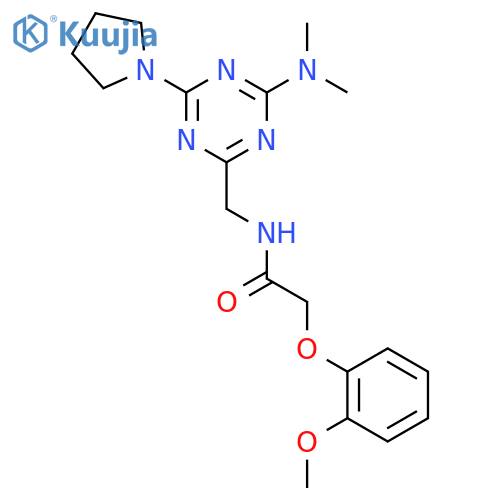 N-{4-(dimethylamino)-6-(pyrrolidin-1-yl)-1,3,5-triazin-2-ylmethyl}-2-(2-methoxyphenoxy)acetamide structure