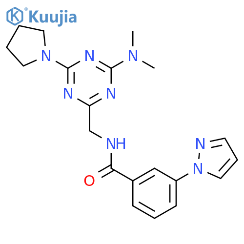 N-{4-(dimethylamino)-6-(pyrrolidin-1-yl)-1,3,5-triazin-2-ylmethyl}-3-(1H-pyrazol-1-yl)benzamide structure
