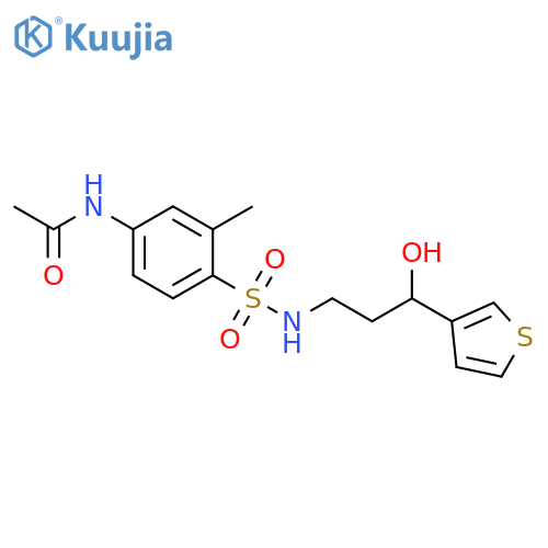 N-(4-{3-hydroxy-3-(thiophen-3-yl)propylsulfamoyl}-3-methylphenyl)acetamide structure