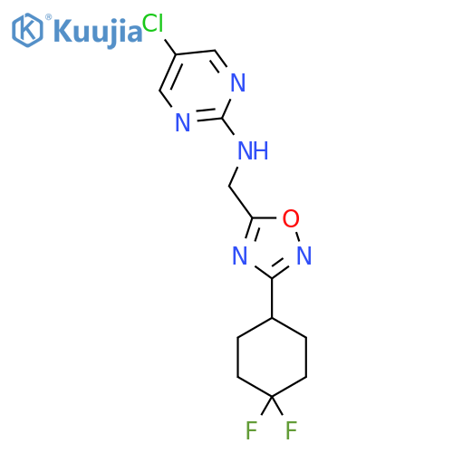 5-chloro-N-{[3-(4,4-difluorocyclohexyl)-1,2,4-oxadiazol-5-yl]methyl}pyrimidin-2-amine structure