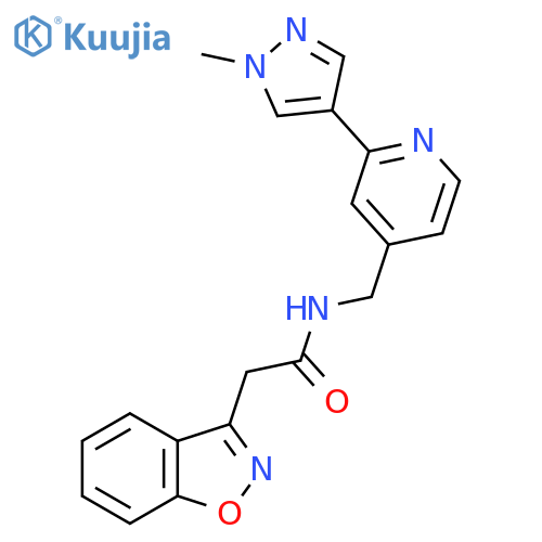 2-(1,2-benzoxazol-3-yl)-N-{[2-(1-methyl-1H-pyrazol-4-yl)pyridin-4-yl]methyl}acetamide structure