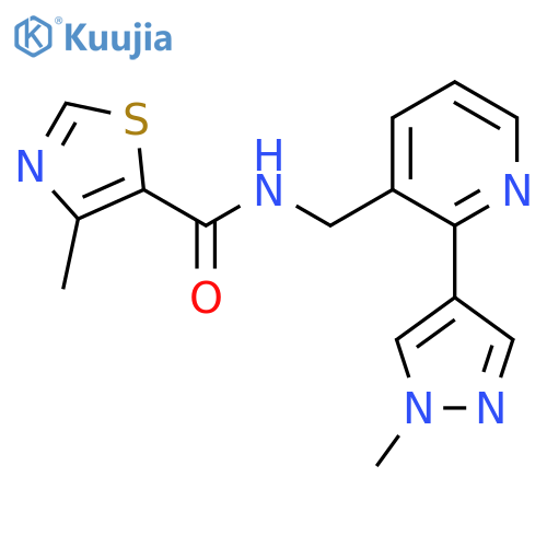 4-methyl-N-{2-(1-methyl-1H-pyrazol-4-yl)pyridin-3-ylmethyl}-1,3-thiazole-5-carboxamide structure
