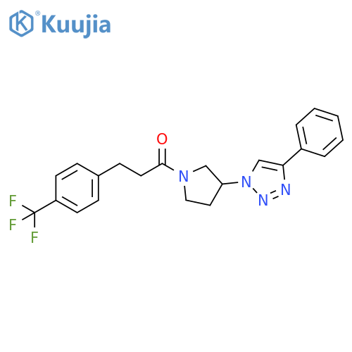 1-[3-(4-Phenyl-1H-1,2,3-triazol-1-yl)-1-pyrrolidinyl]-3-[4-(trifluoromethyl)phenyl]-1-propanone structure