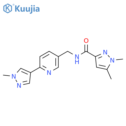 1,5-dimethyl-N-{6-(1-methyl-1H-pyrazol-4-yl)pyridin-3-ylmethyl}-1H-pyrazole-3-carboxamide structure